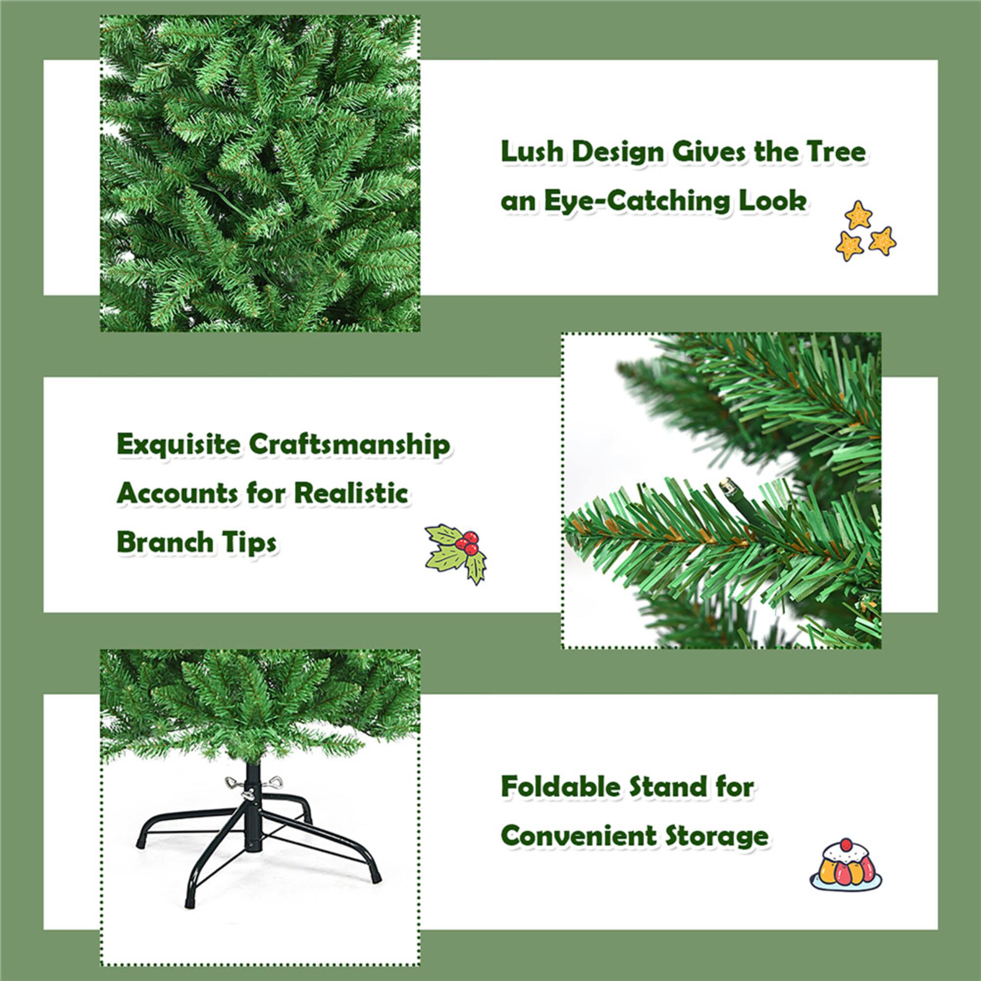 Costway 5ft. Pre-Lit Slim Pencil Fir Artificial Christmas Tree, Warm White LED Lights